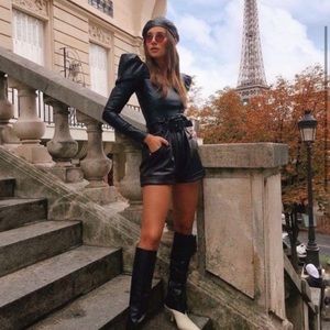 WeWoreWhat vegan leather cuff shorts black size 29, NWT